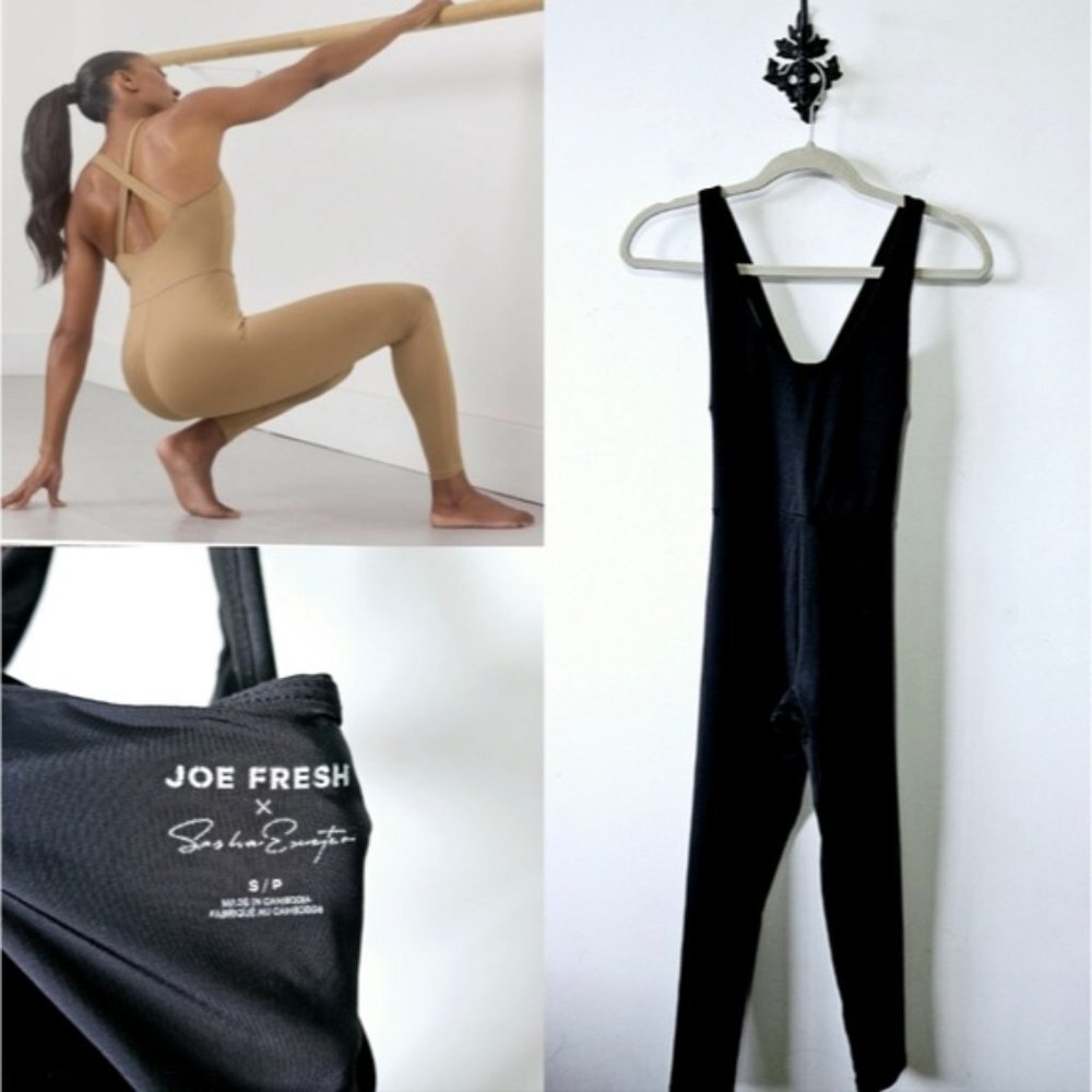 Joe Fresh x Sasha Exeter Catsuit Size S Black Cross Strap Jumpsuit